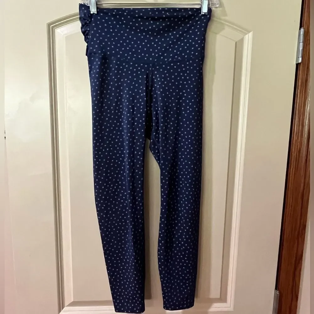 NIKE Yoga Dot Print High Twist Waist 7/8 Capri CZ9144-410 Blue Leggings Size Med